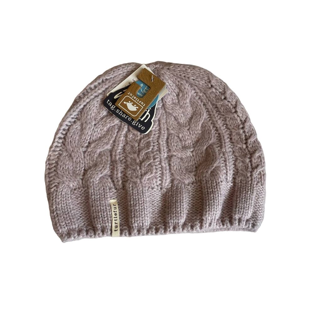 Turtlefur Sky Beanie Recycled Knit Winter Hat Lavender wool blend OS